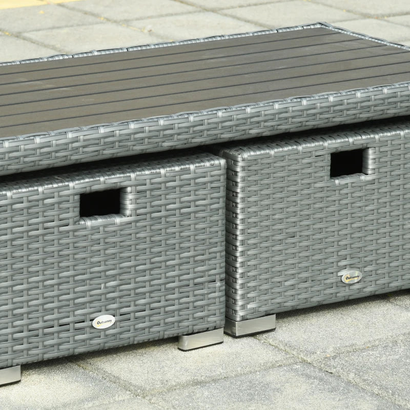 Outsunny 6 PCS Outdoor Rattan Wicker Sofa Set Patio All Weather Furniture w/ Tea Table & Cushion for Backyard Garden Grey