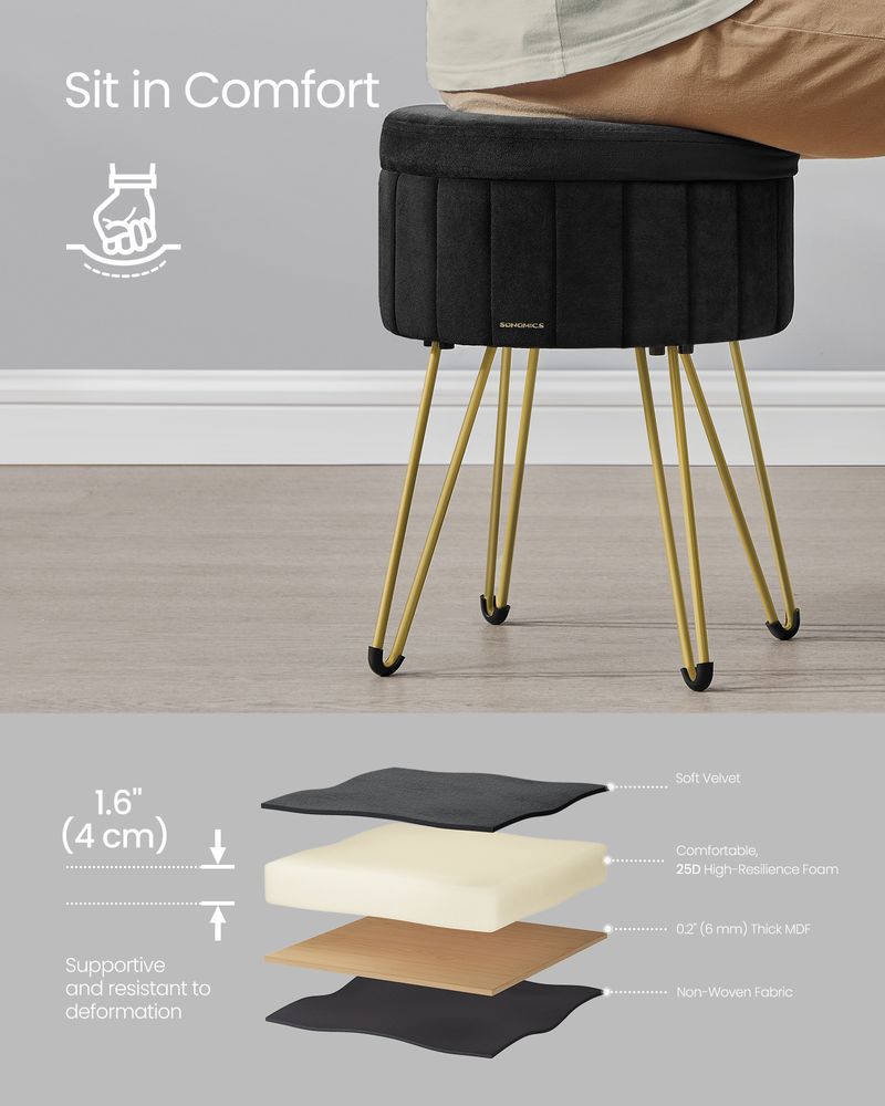 SONGMICS Small Vanity Stool Chair with Storage