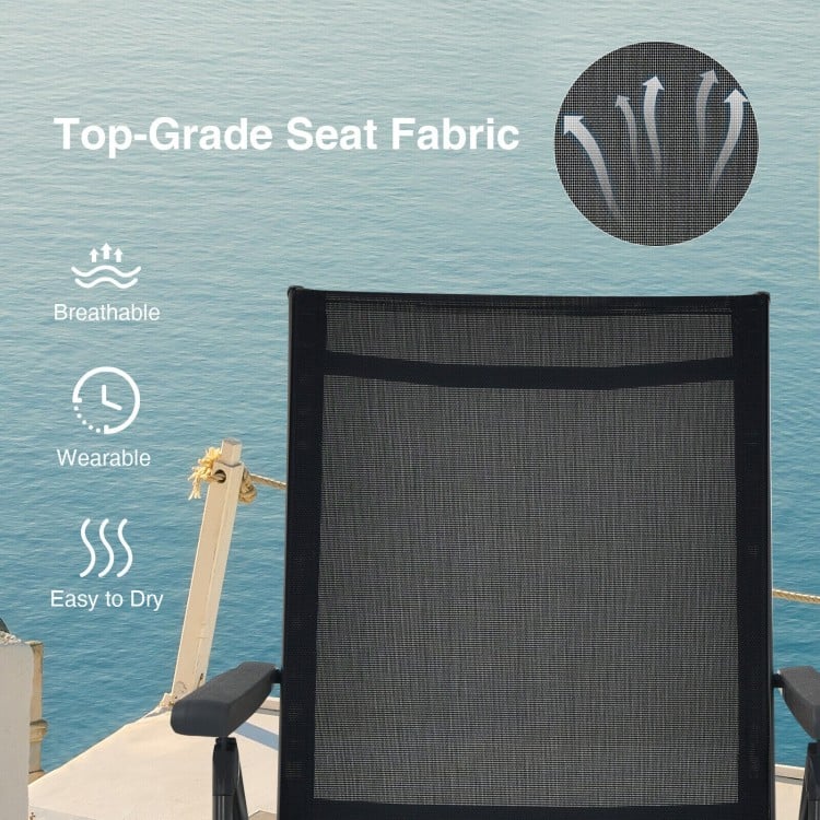 2 Pieces Foldable Chaise Lounge Chair with 2-Position Footrest-Gray