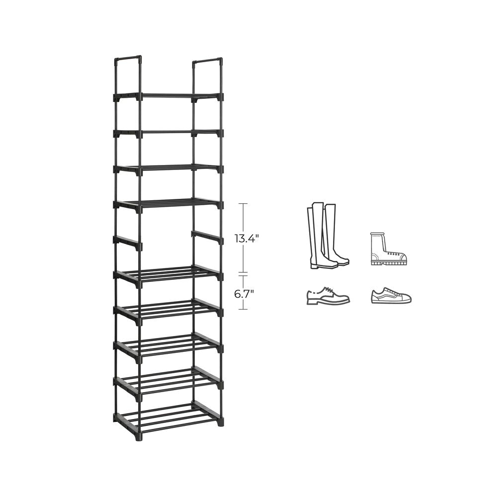 SONGMICS Set of 2 Metal Shoe Storage Organizer with 5 Shelves