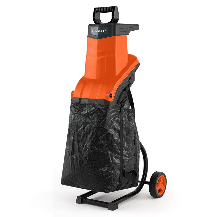 15-Amp Electric Wood Chipper Shredder Mulcher, 1.8" Max Branch Capacity, 21:1 Mulching Ratio, 13.2-Gallon Collection Bag