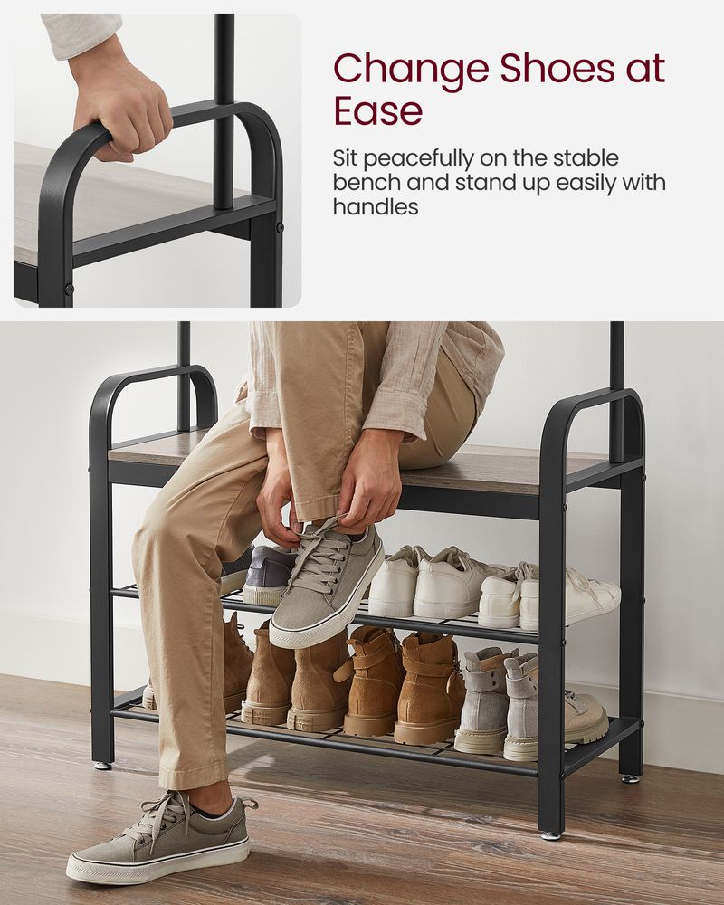 VASAGLE Coat Rack with Shoe Bench for Entryway
