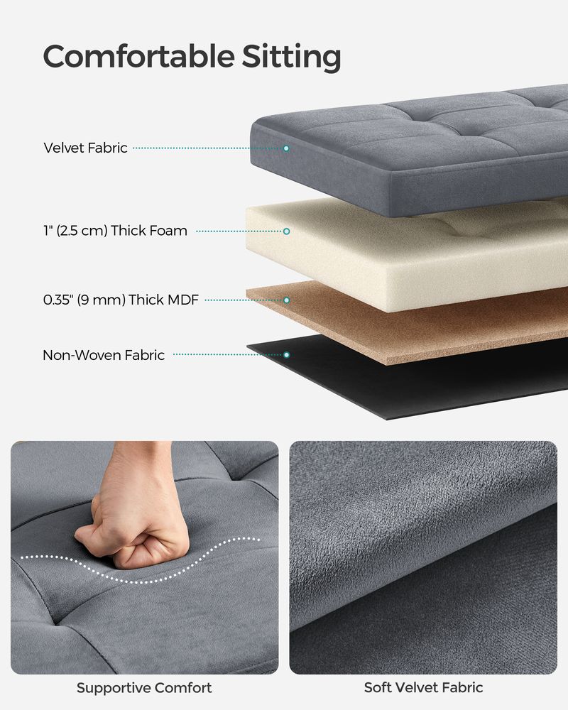 SONGMICS Storage Ottoman Bench with Storage Chest, Load up to 660 lb