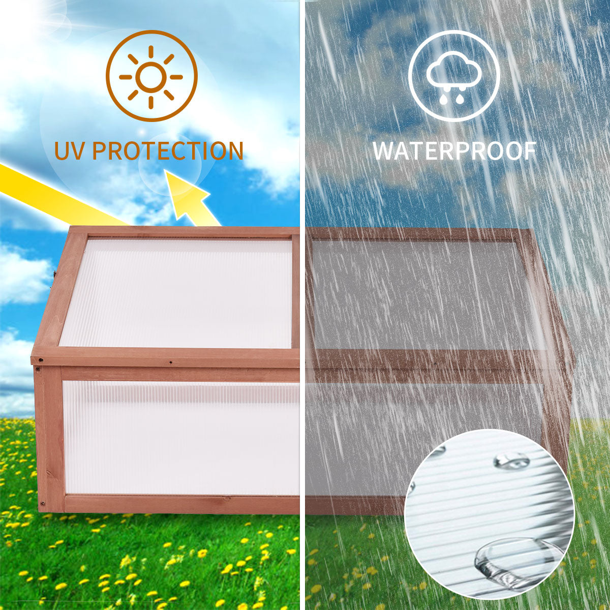 Garden Portable Wooden Green House Cold Frame (39.3" X 24.8" X 15.1")