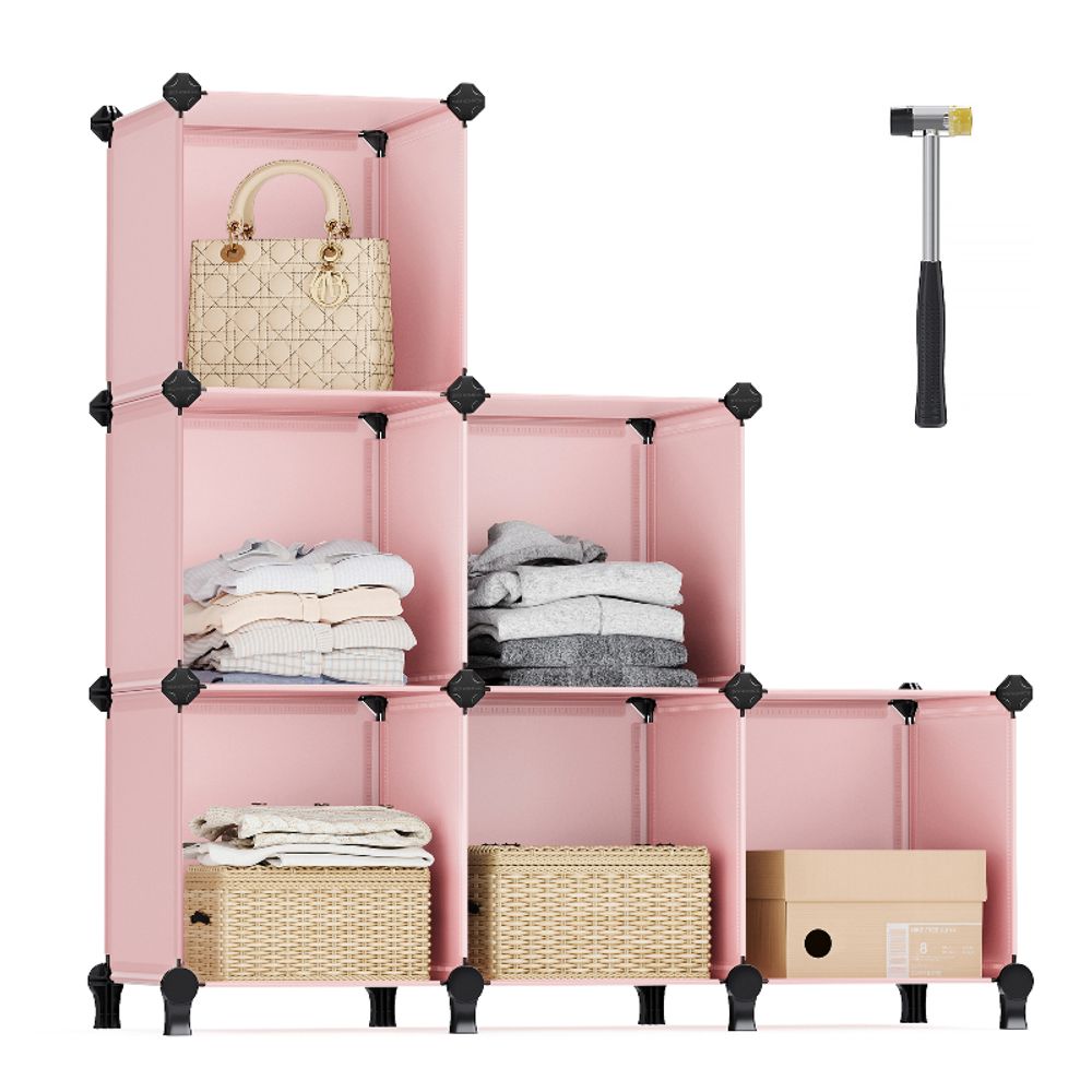 SONGMICS 6 Cube Storage Organizer with Feet and Rubber Mallet
