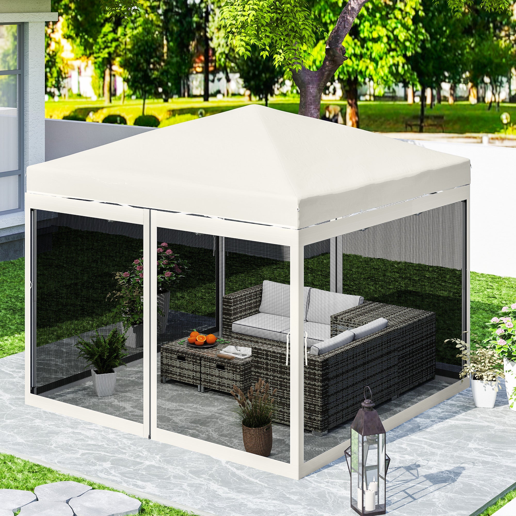 Outsunny Gazebo Mosquito Netting, Replacement Mosquito Netting with Zippers for 10' x 10' Pop-Up Canopy Tent (Mosquito Net Only)