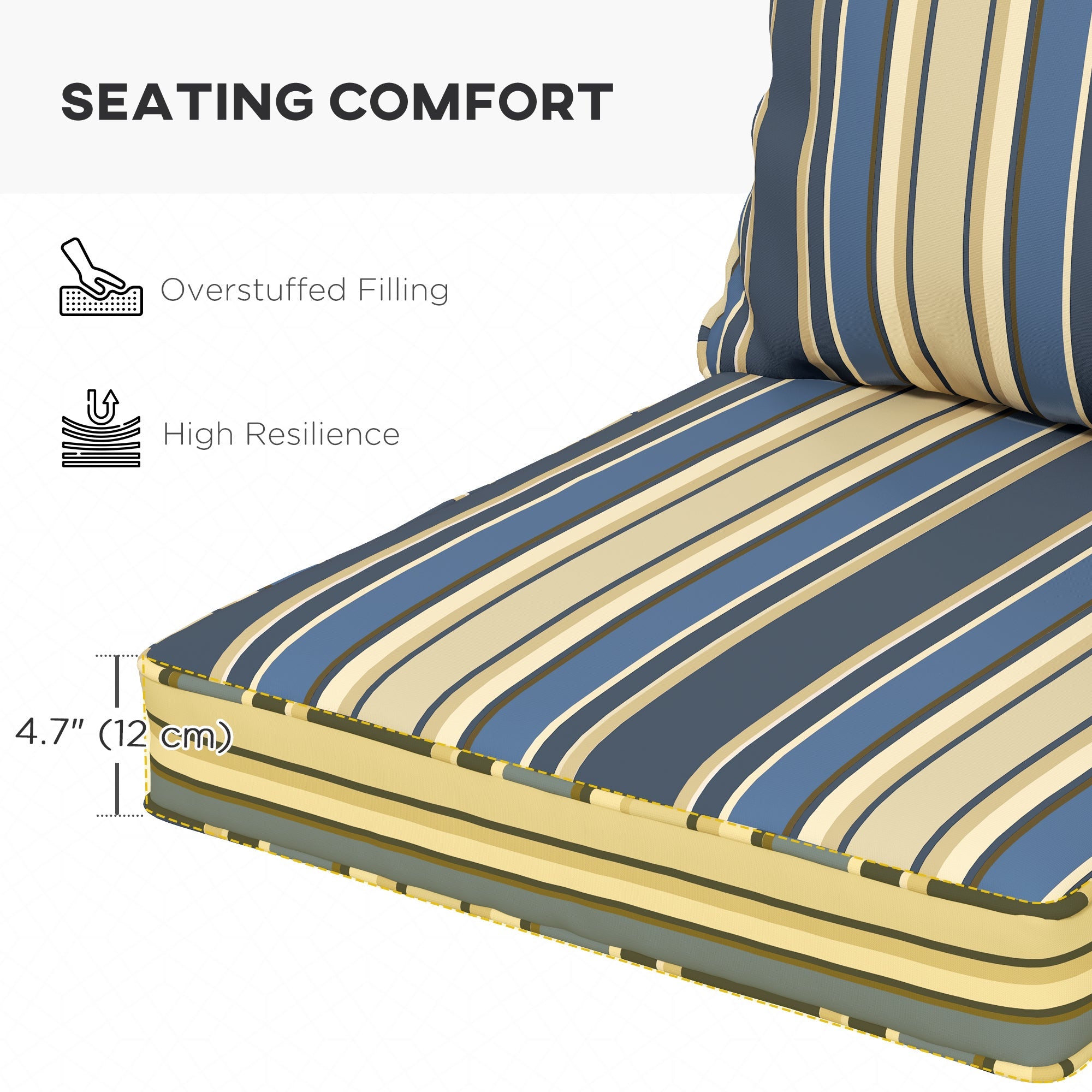 Outsunny Cushion Comfort: 4-Piece Replacement Seat and Back Pillows for Indoor/Outdoor Patio Chairs, Vibrant Blue