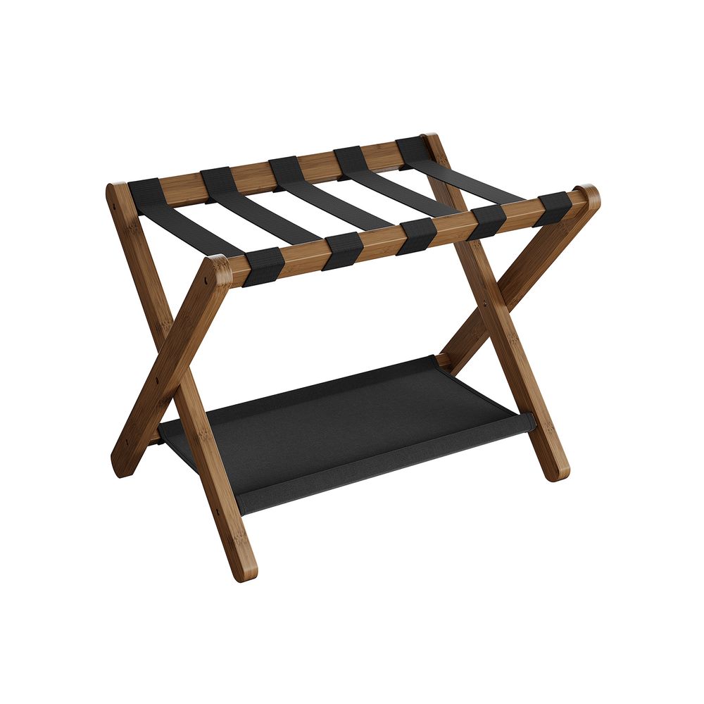 SONGMICS Folding Suitcase Stand with Storage Shelf