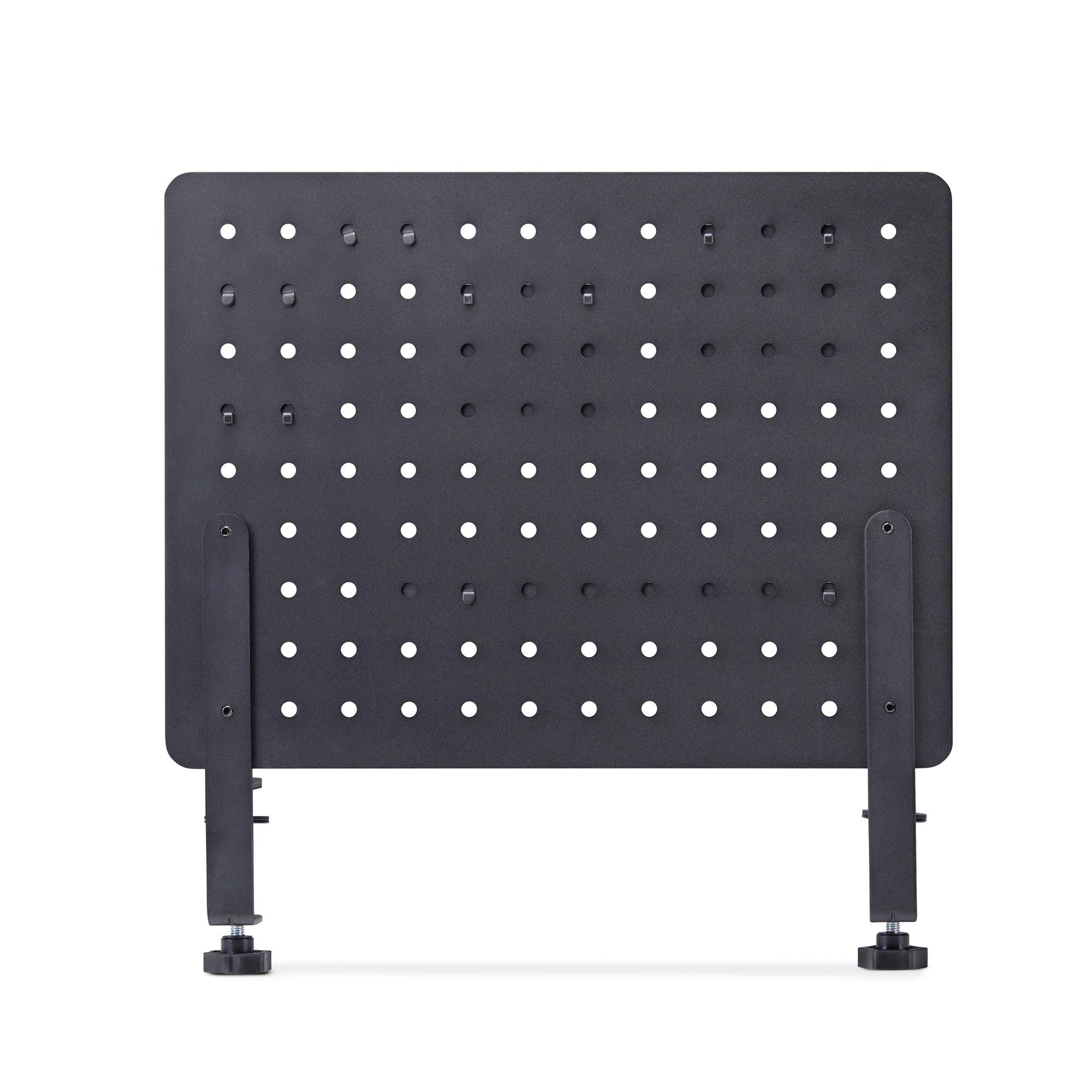 Clamp-On Pegboard with Accessories, 16.5 x 12.5in (42 x 32cm), Steel Pegboard, Desktop Storage Organizer, Desk Mount Peg Board, Black