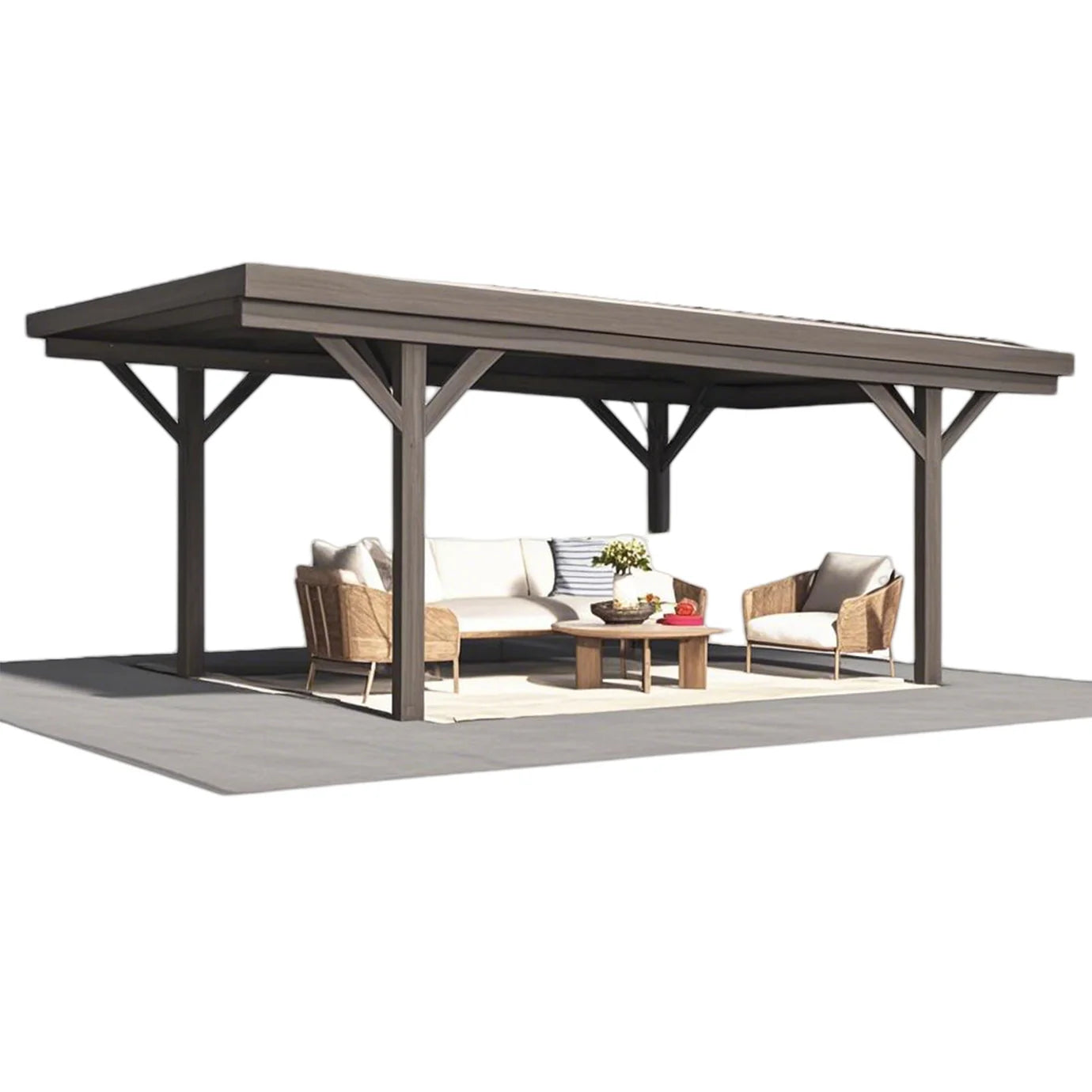 AECOJOY 17ft x 12ft Wooden Gazebo Pavilion / Carport