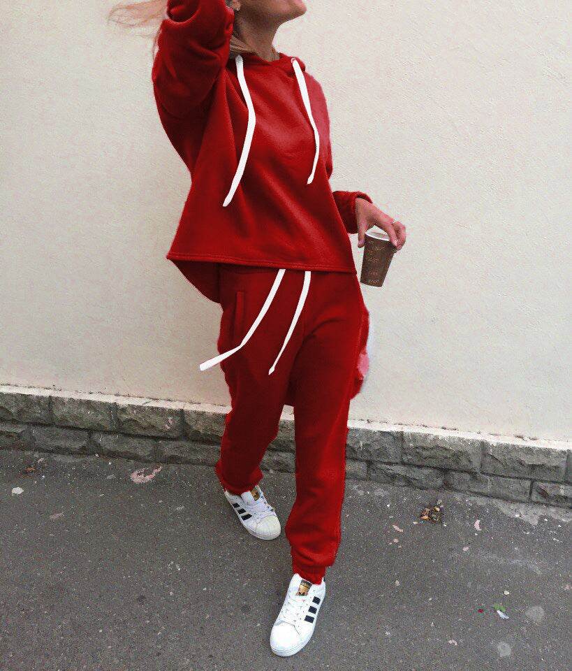 2pcs unisex Drawstring Hoodie Sport suit Athleisure wear