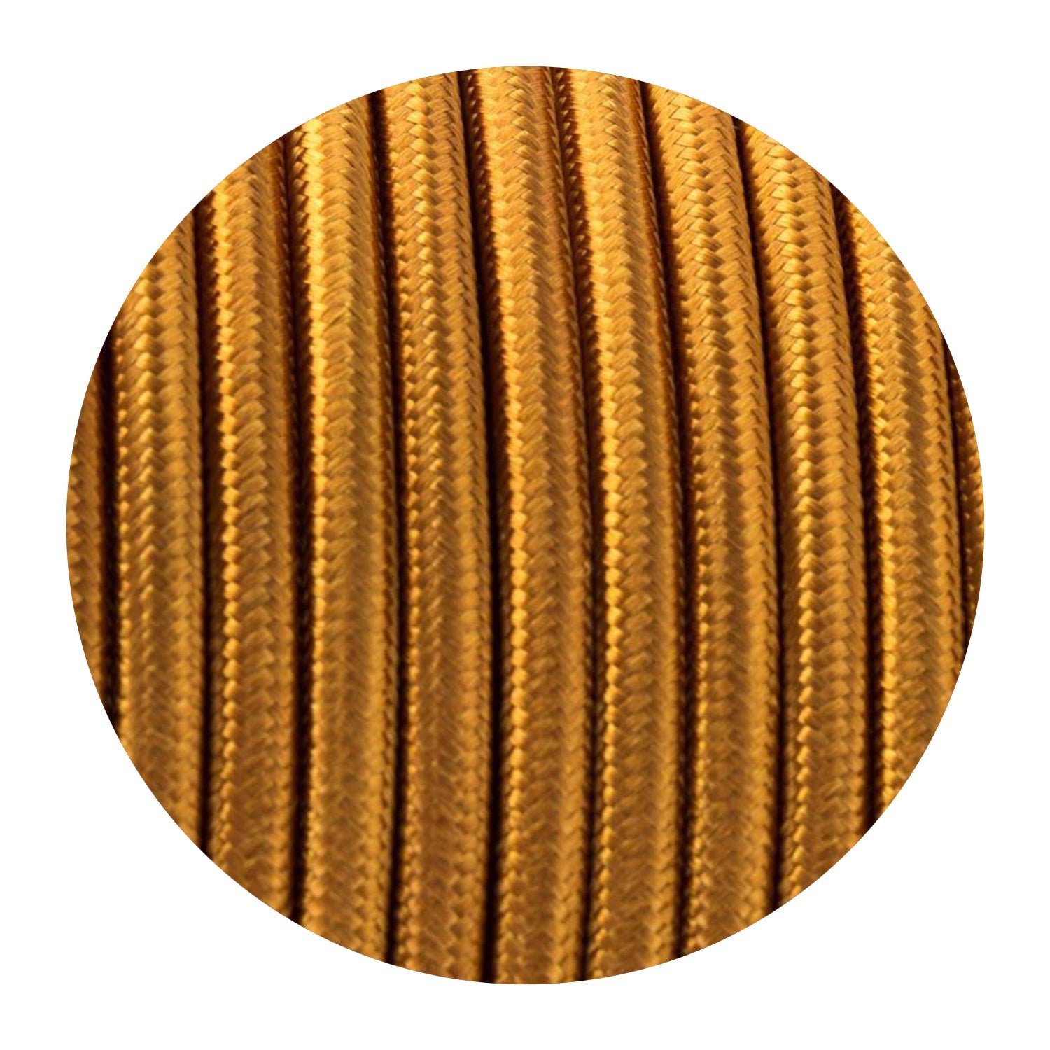 16ft Round Cloth Covered Wire 18 Gauge 3 Conductor Fabric Light Cord Gold~2110
