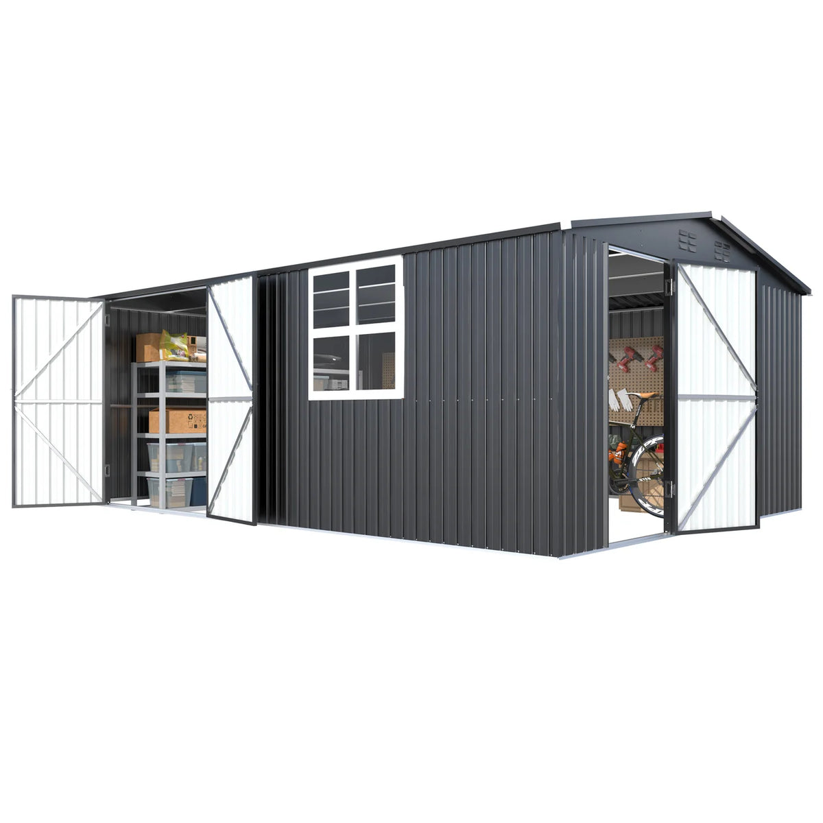 16' x 12' Outdoor Metal Storage Shed with Windows – Large 12x16 Utility Shed