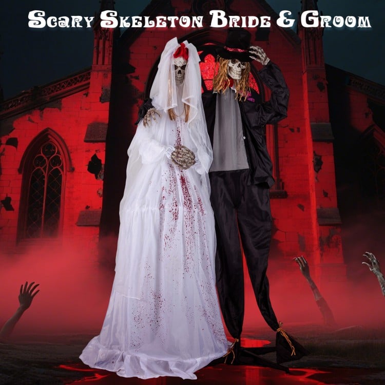 Halloween Animatronic Standing Groom 7.2 FT Haunted House Decoration