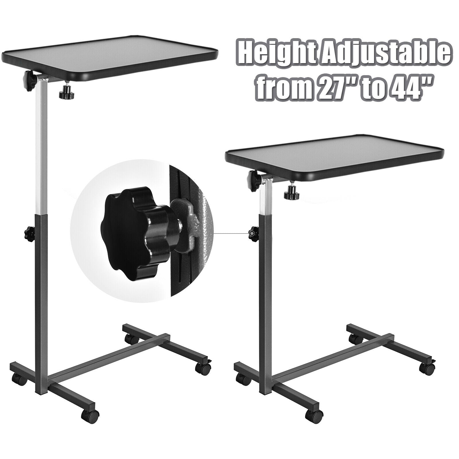 Overbed Rolling Table Food Tray-GrayÂ