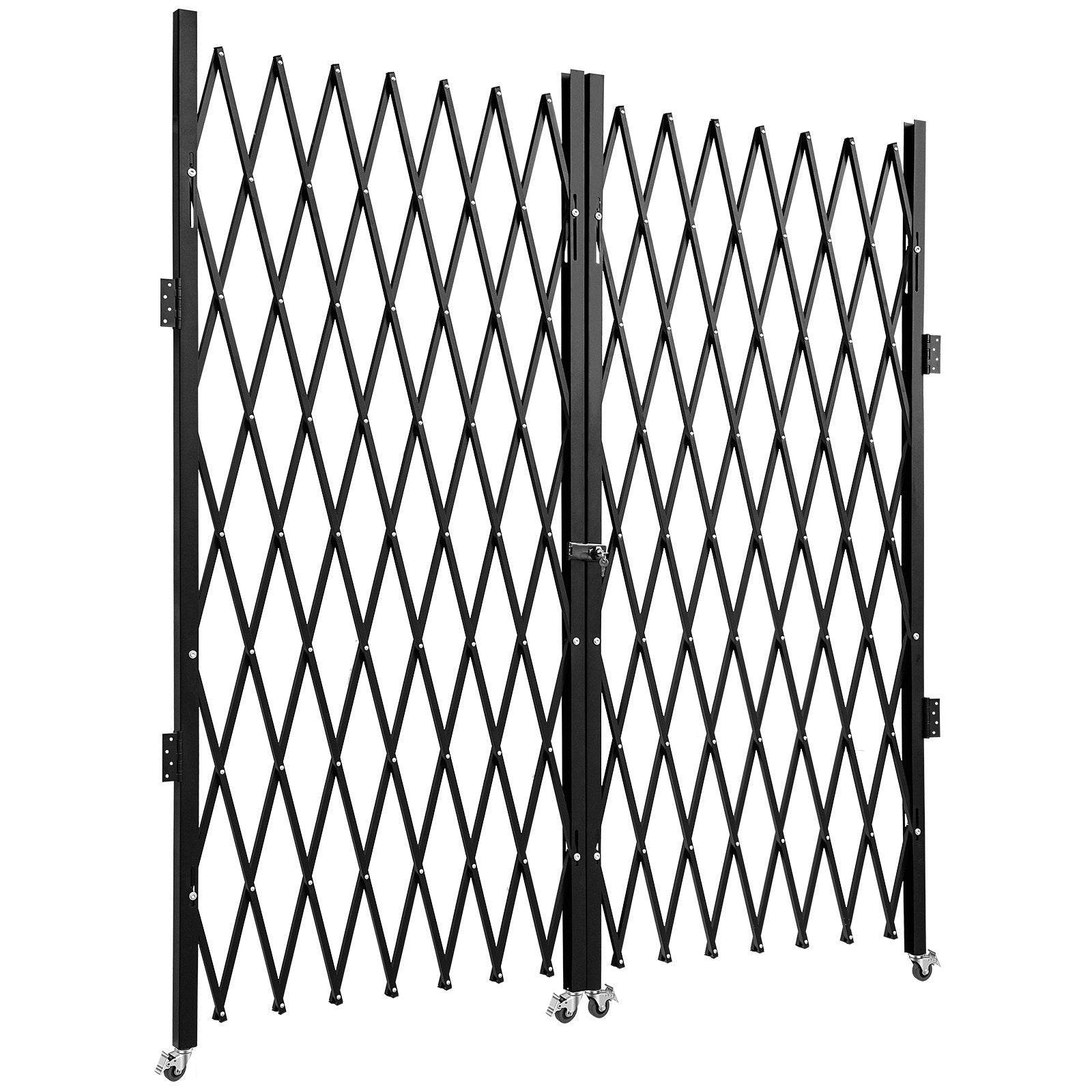 Double Folding Security Gate, 5.1 H X 10.2 W Folding Door Gate, Steel Accordion Security Gate, Flexible Expanding Security Gate, 360 Rolling Barricade Gate, Scissor Gate Or Door With Keys