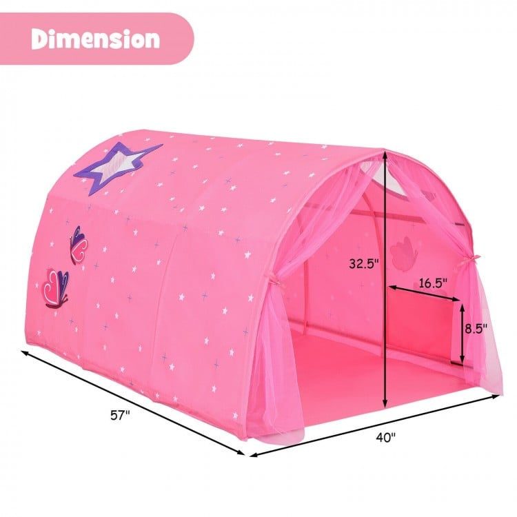 Kids Portable Galaxy Starry Sky Dream Portable Play Tent with Double Net Curtain-Purple