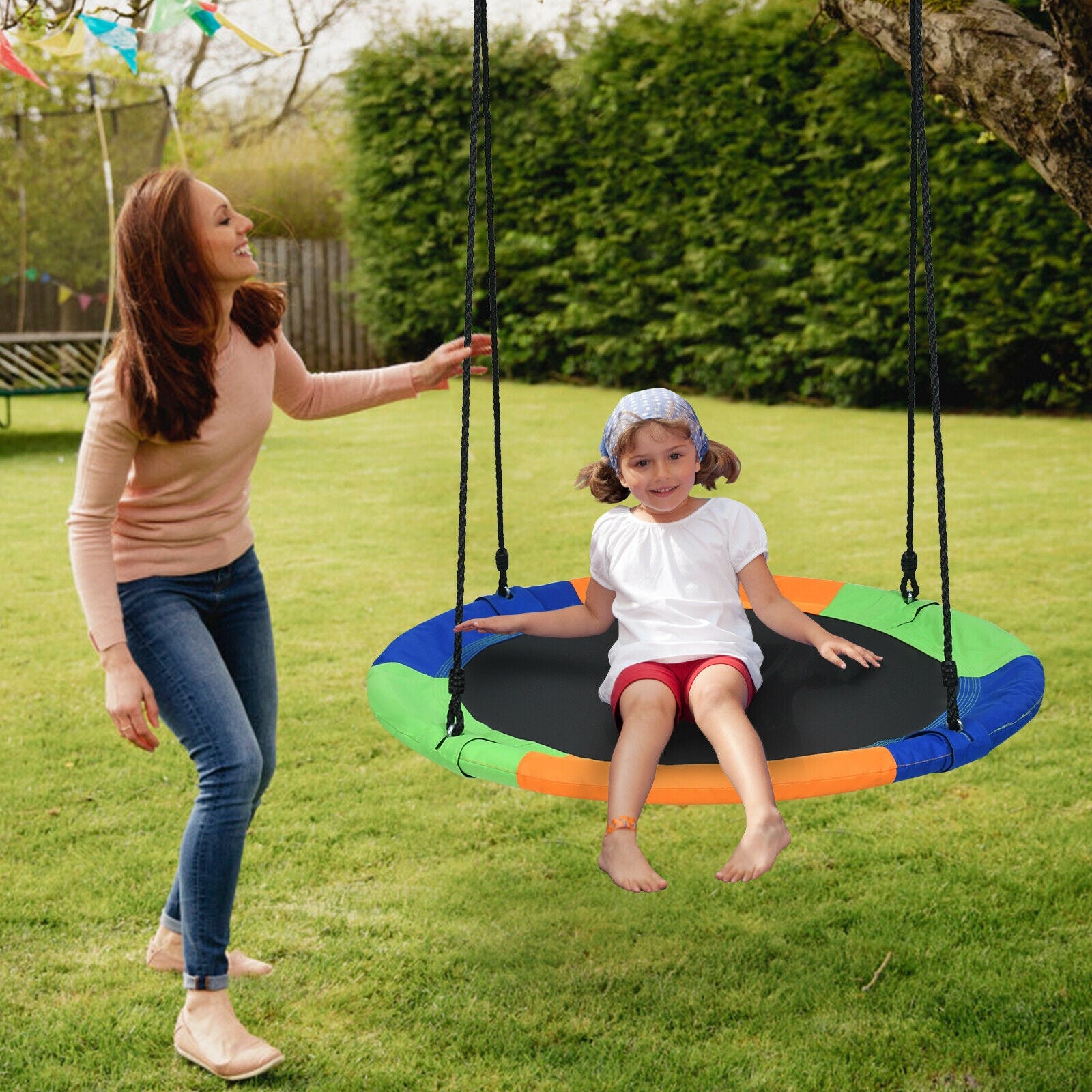 40-Inch Flying Saucer Tree Swing Outdoor Play Set with Easy Installation Process for KidsÂ