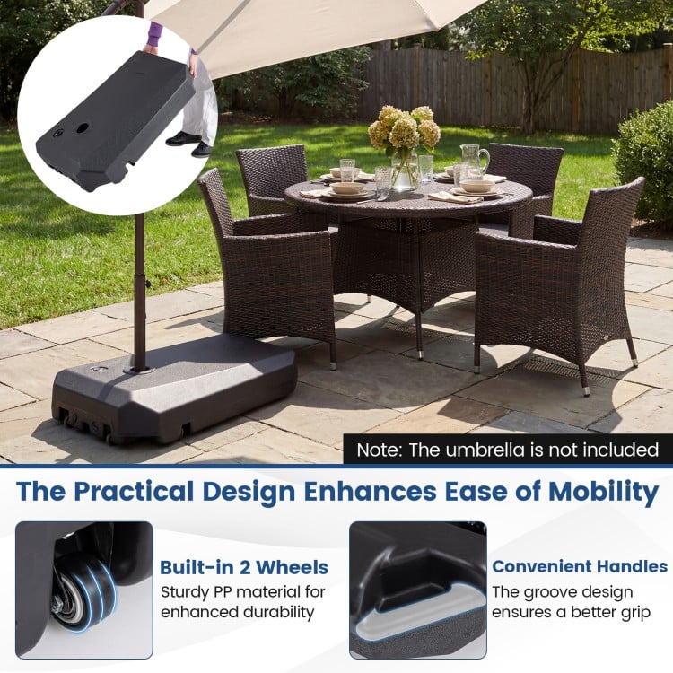 165 LBS Cantilever Umbrella Base with Wheels and Cross Base