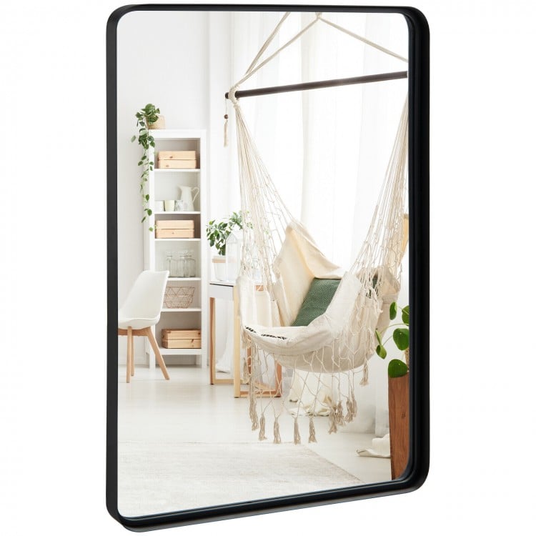 Rectangular Wall Mount Bathroom Mirror with Solid Steel Frame-L