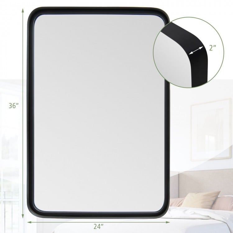 Rectangular Wall Mount Bathroom Mirror with Solid Steel Frame-L