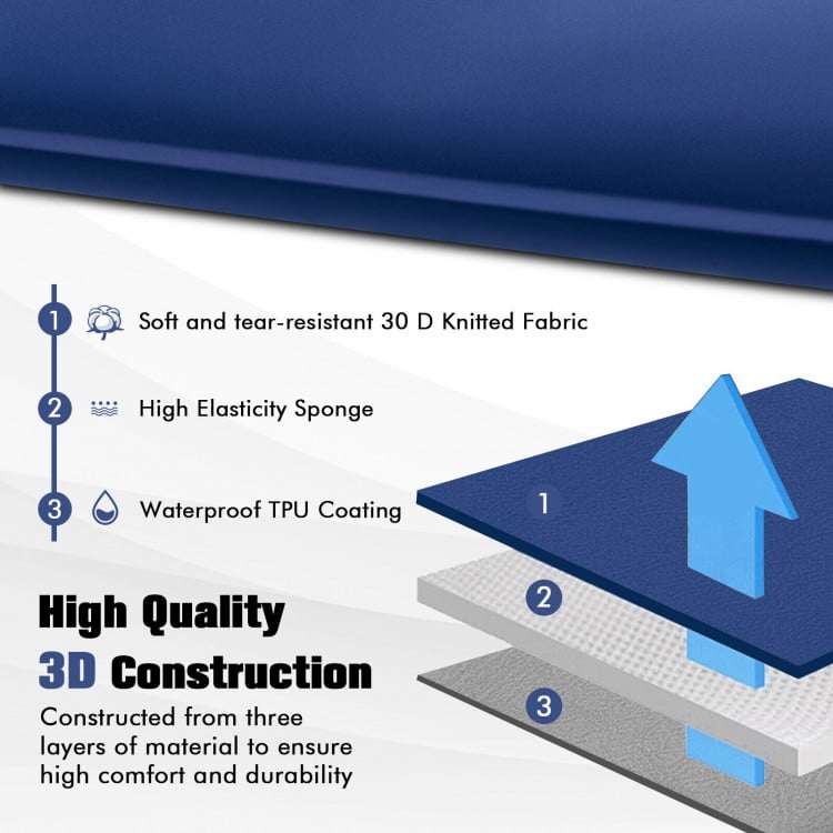 Self-inflating Lightweight Folding Foam Sleeping Cot with Storage bag-Blue
