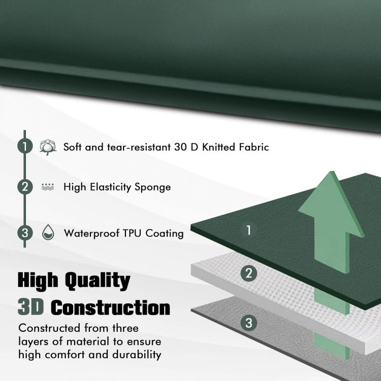Self-inflating Lightweight Folding Foam Sleeping Cot with Storage bag-Green