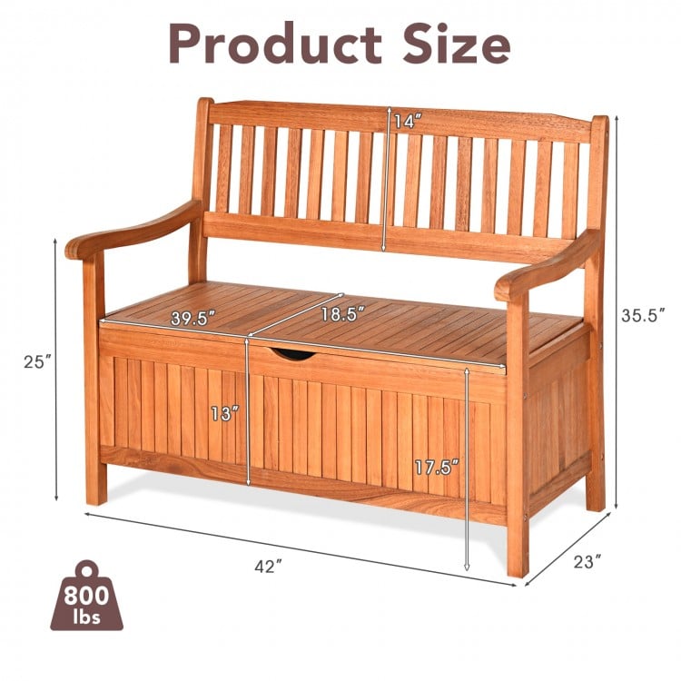 33 Gallon Wooden Storage Bench with Liner for Patio Garden Porch