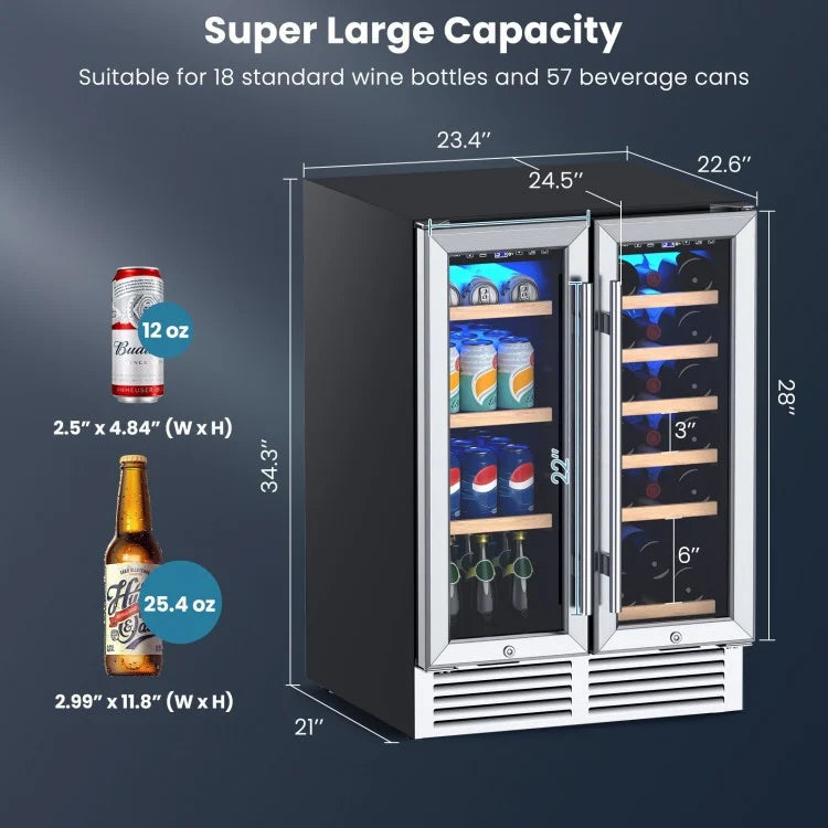 24 Inch Dual Zone Wine and Beverage Cooler