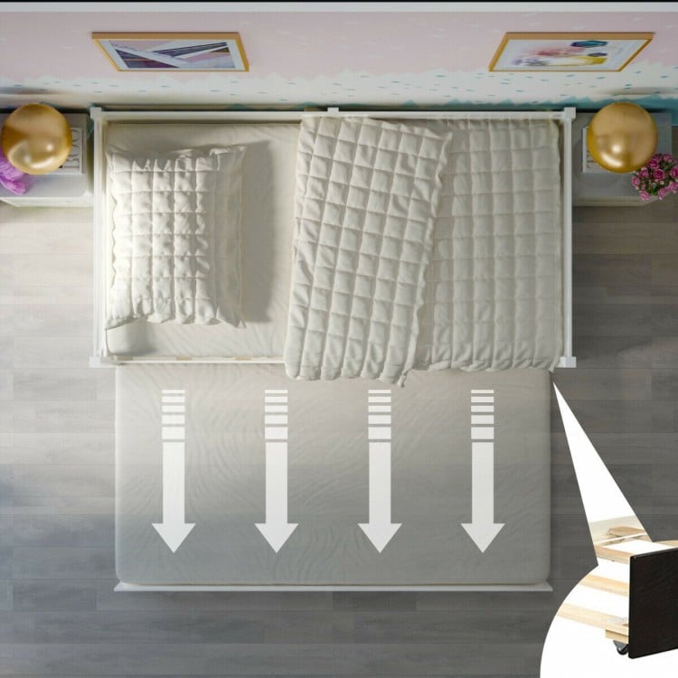Twin Size Wooden Slat Trundle Platform-White