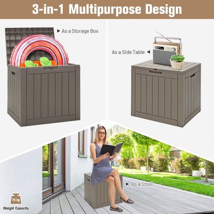 30 Gallon Deck Box Storage Seating Container with Lockable Lid-Light Brown