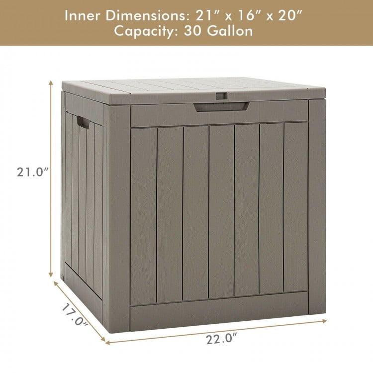 30 Gallon Deck Box Storage Seating Container with Lockable Lid-Light Brown