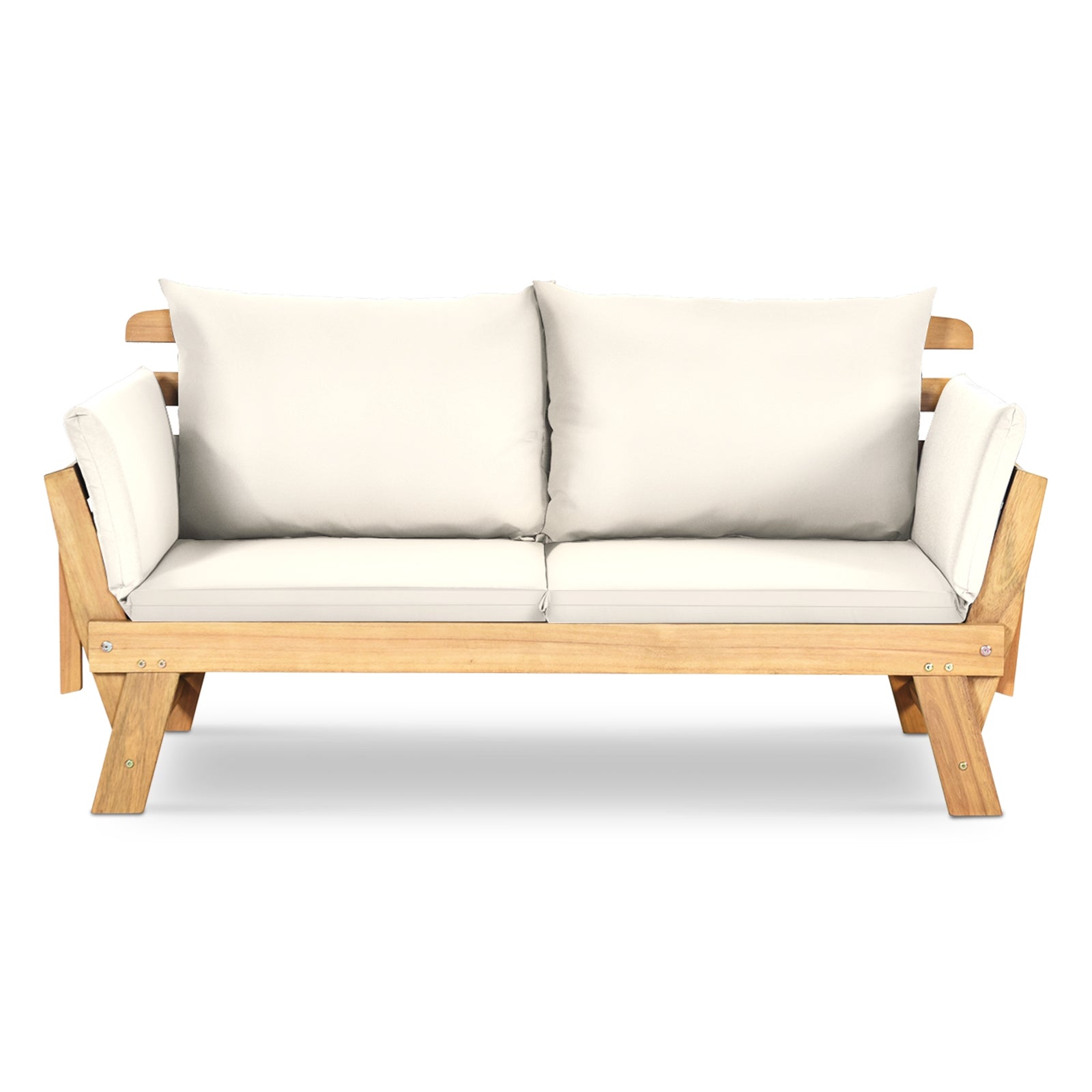 Adjustable Patio Convertible Sofa with Thick Cushion-White