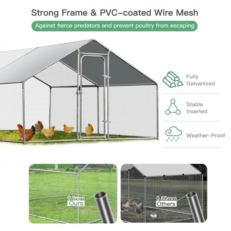 Large Walk in Shade Cage Chicken Coop with Roof Cover-M