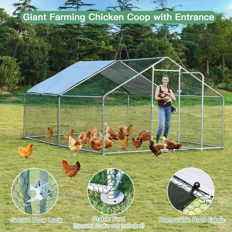 Large Walk in Shade Cage Chicken Coop with Roof Cover-M