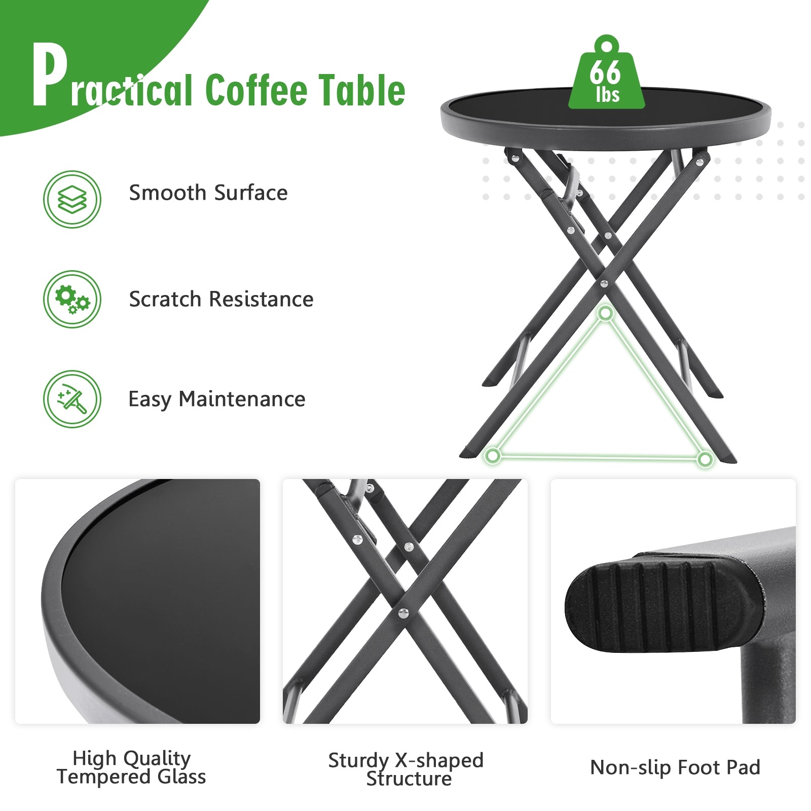 3 Pieces Outdoor Bistro Set with Folding Table and Chairs for Garden-Gray