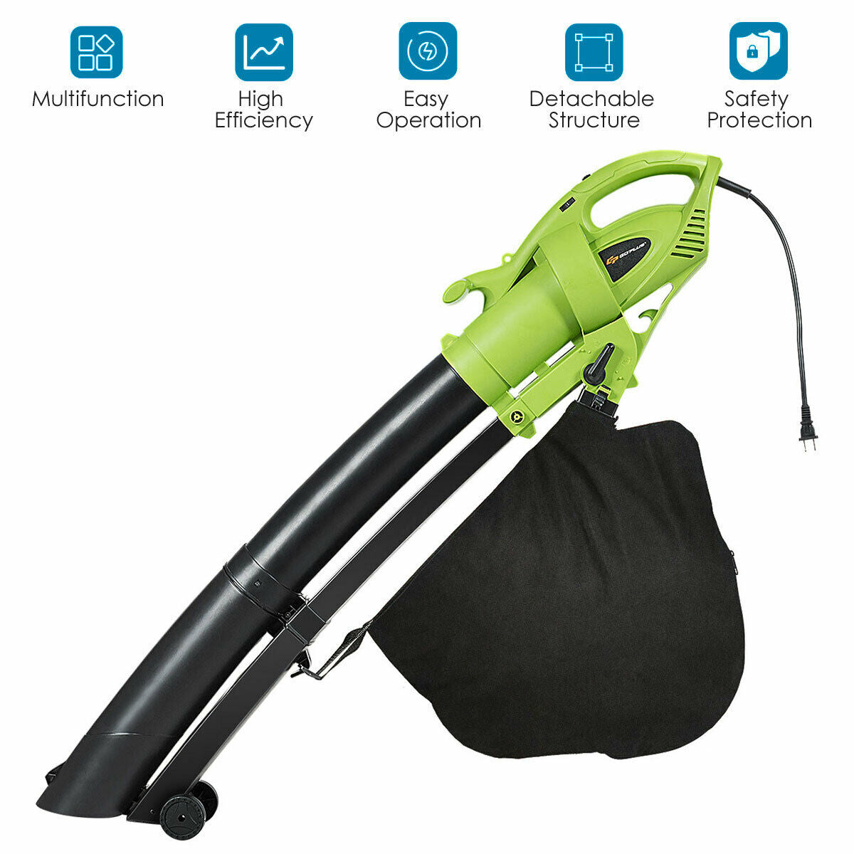 7.5 Amp 3-in-1 Electric Leaf Blower Leaf Vacuum Mulcher 170MPH