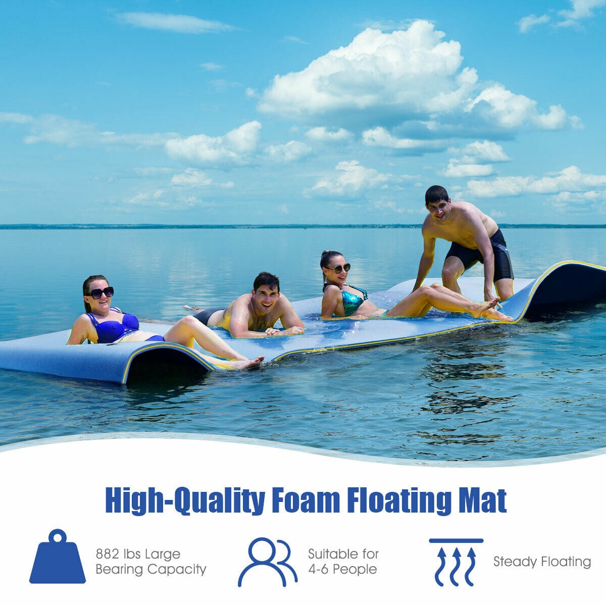 12 x 6 Feet 3 Layer Floating Water Pad-Blue