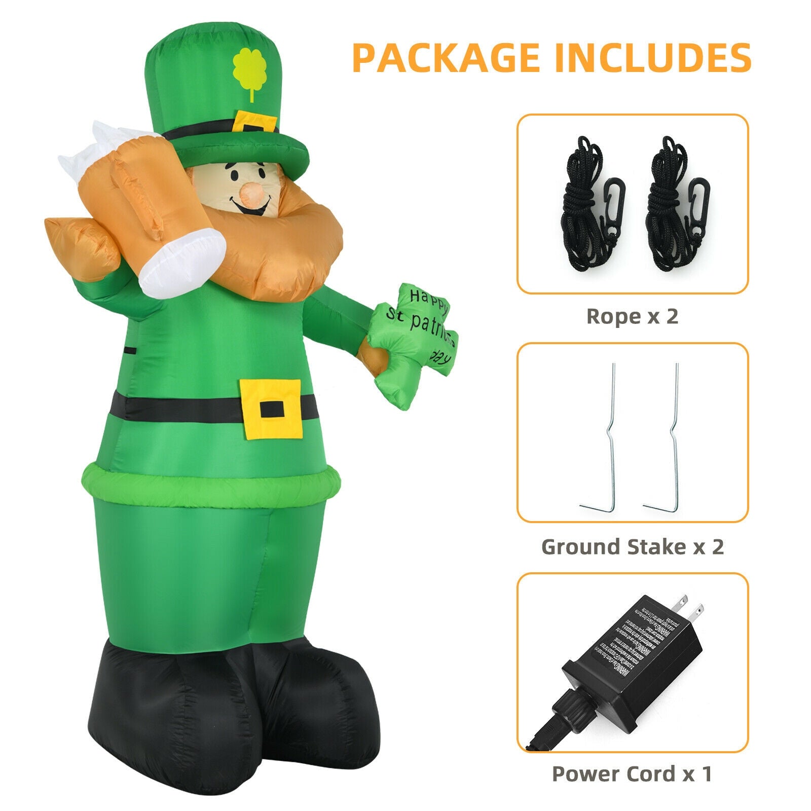 Patrick’s Day Inflatable Leprechaun for for Yard and Lawn-8 ft