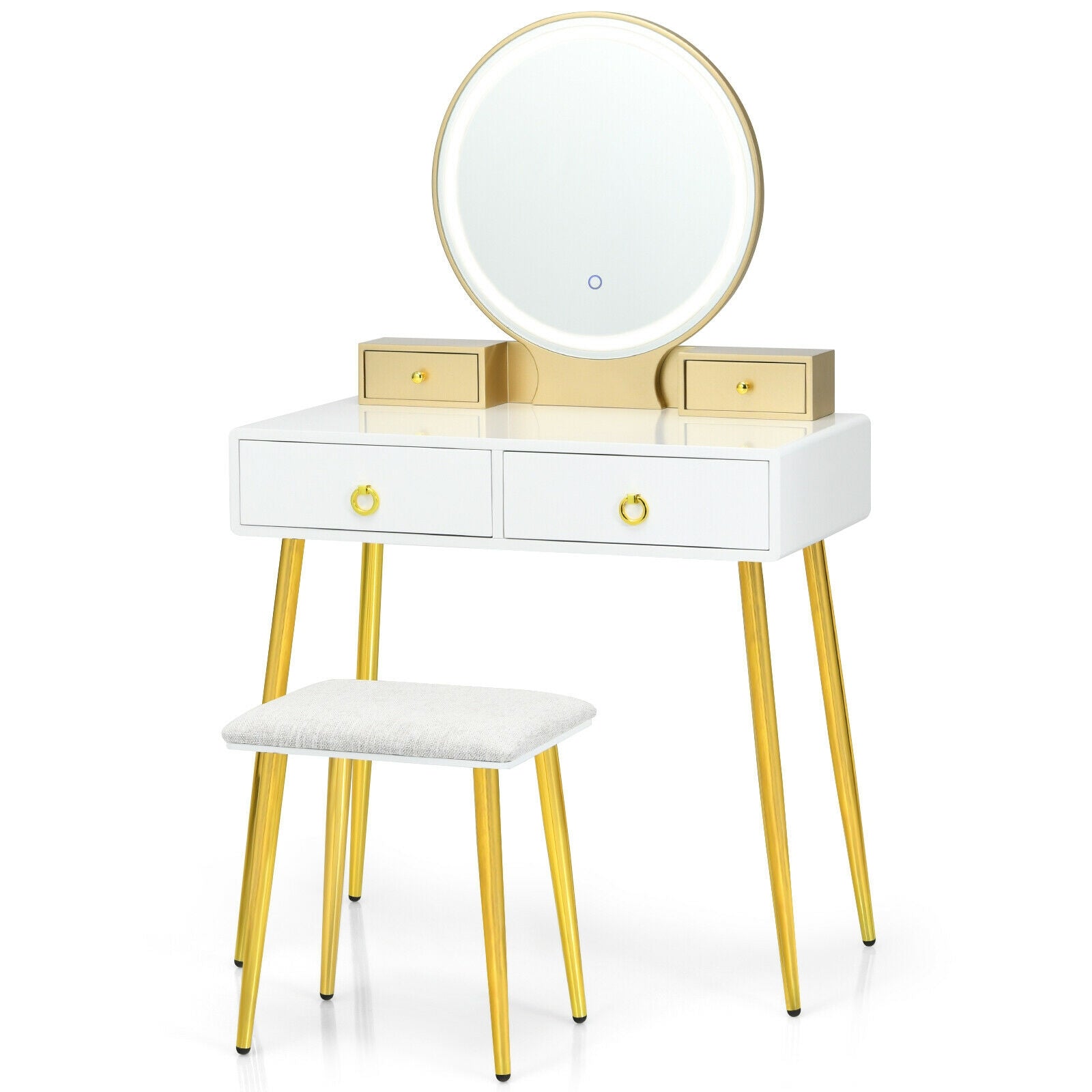 Vanity Table Set with Mirror-White