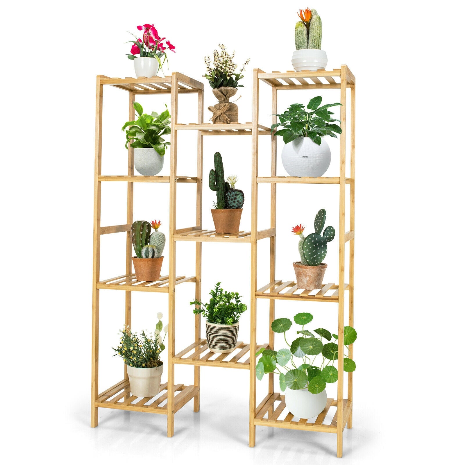9/11-Tier Bamboo Plant Stand for Living Room Balcony Garden-11-Tier