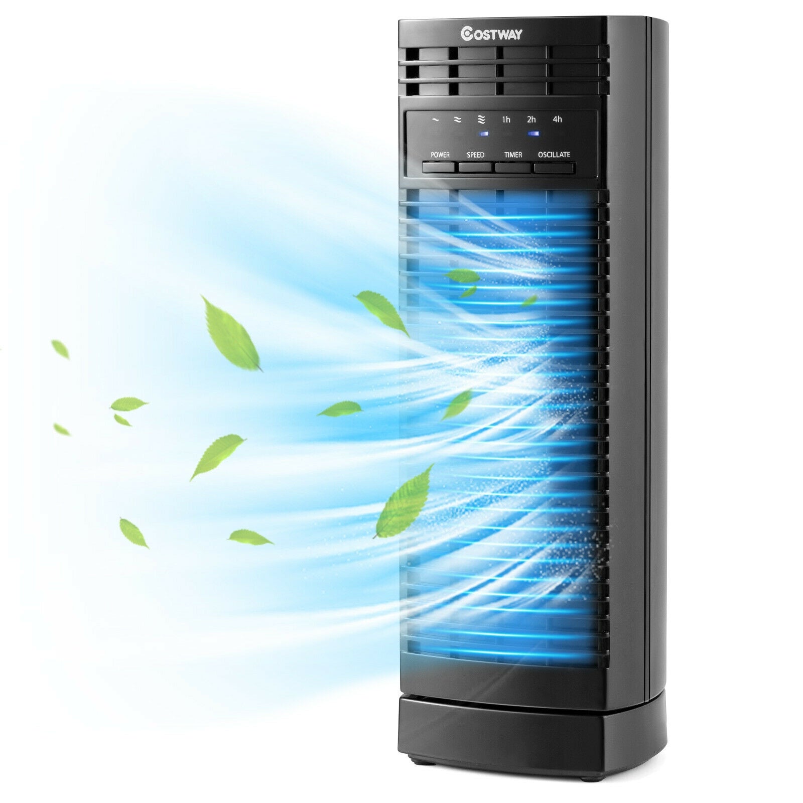 14 Inch Mini Oscillating Tower Fan Electric Desk Fan with 3 Speed and Timer-Black