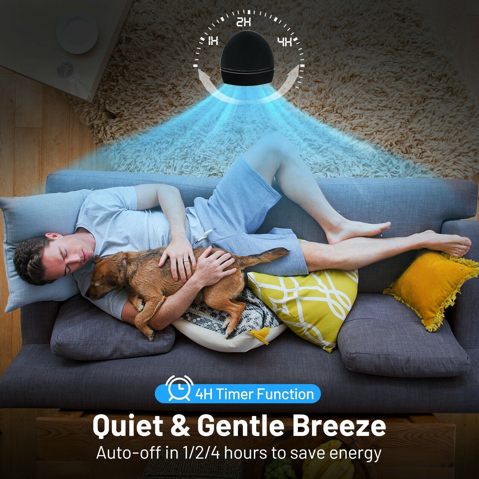 14 Inch Mini Oscillating Tower Fan Electric Desk Fan with 3 Speed and Timer-Black