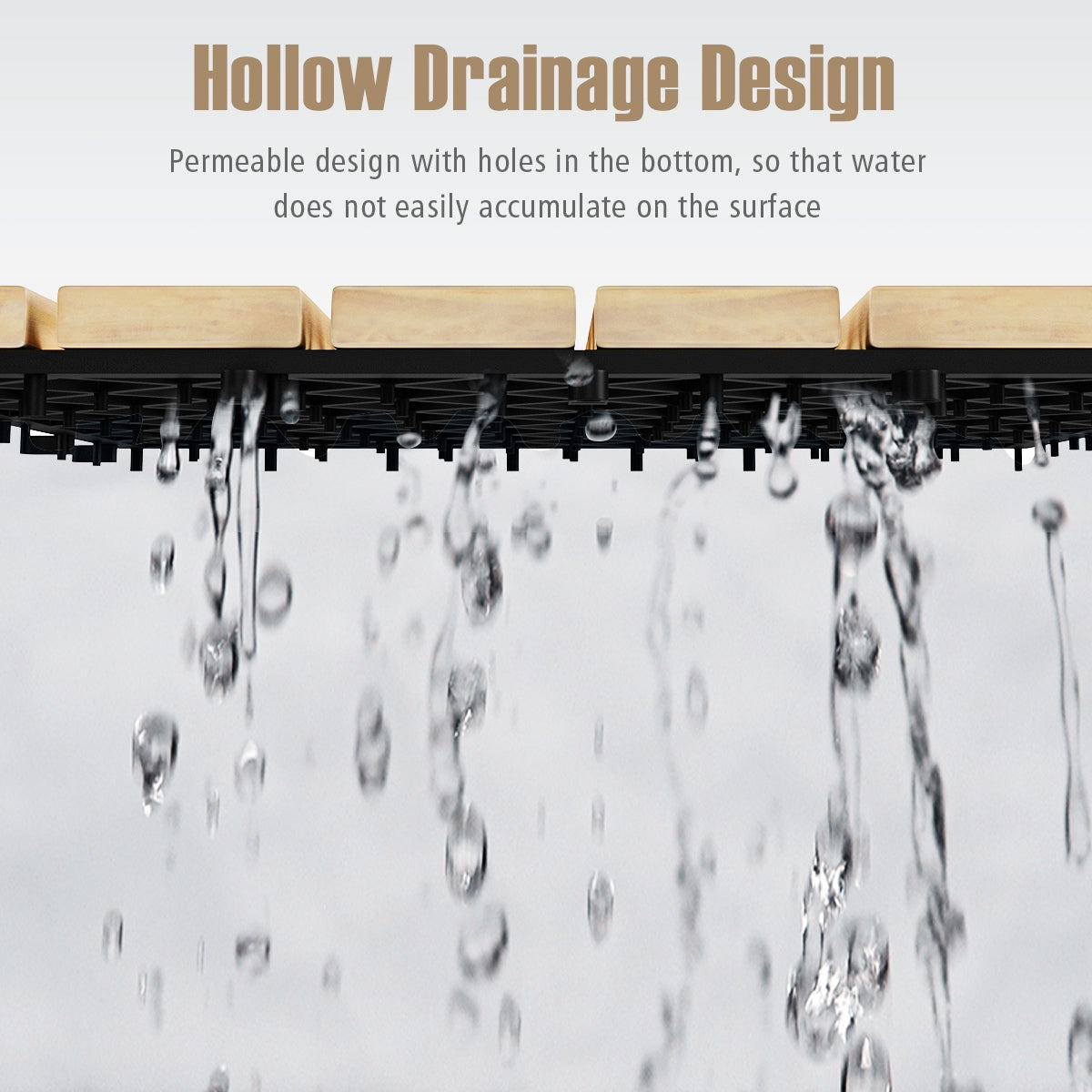 10 Pieces 12 x 12 Inch Acacia Wood Interlocking Tile Flooring