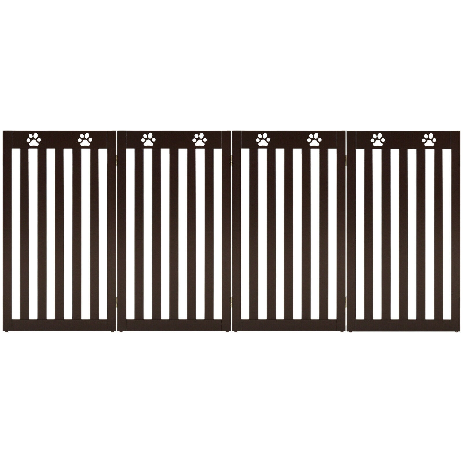 36 Inch Folding Wooden Freestanding Pet Gate with 360° Hinge-Espresso