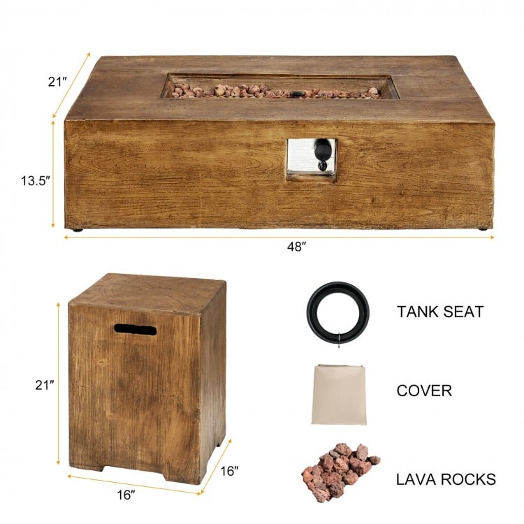 2 Pieces Outdoor Propane Fire Pit Table Set