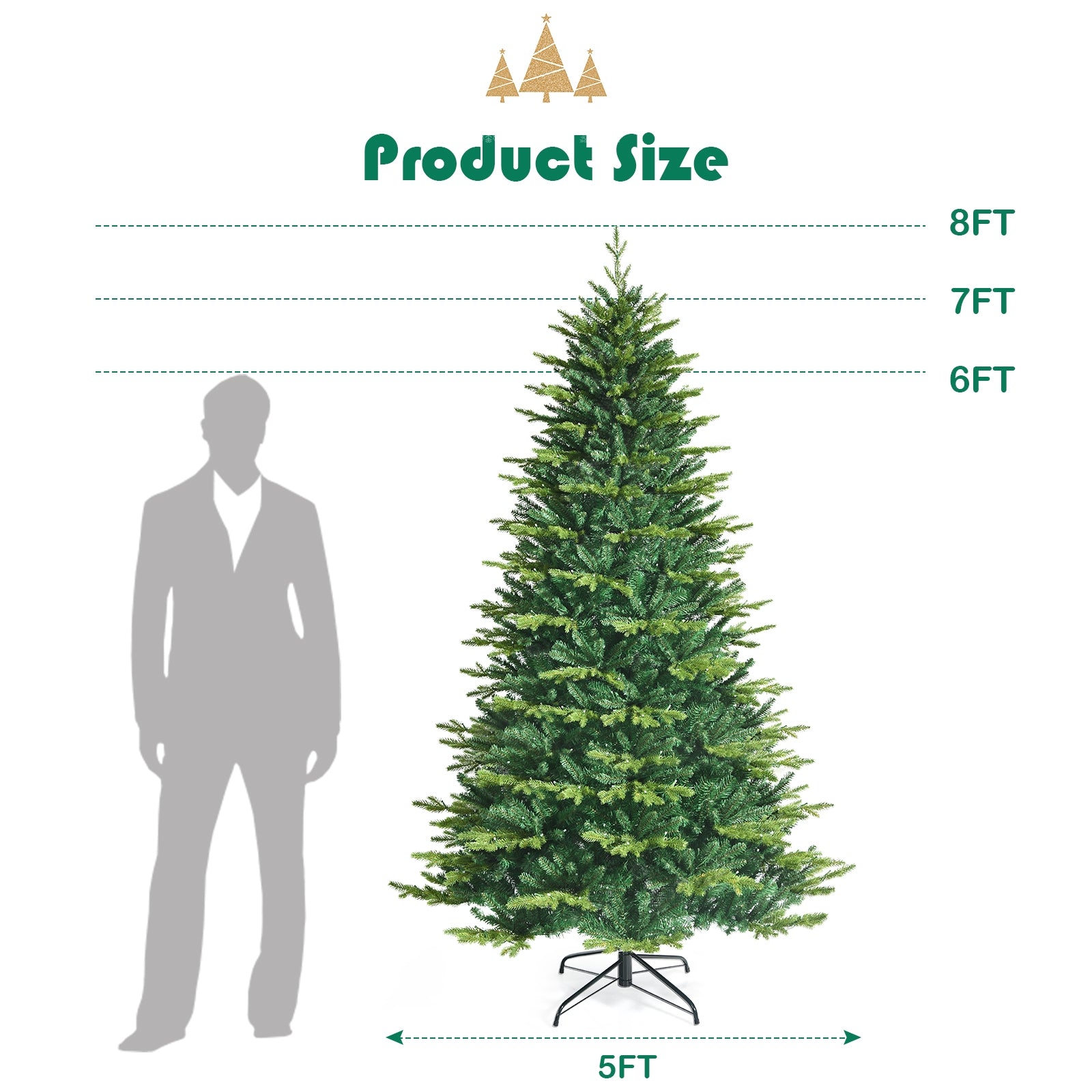 Pre-lit Artificial Hinged Christmas Tree with APP Controlled LED Lights-8'