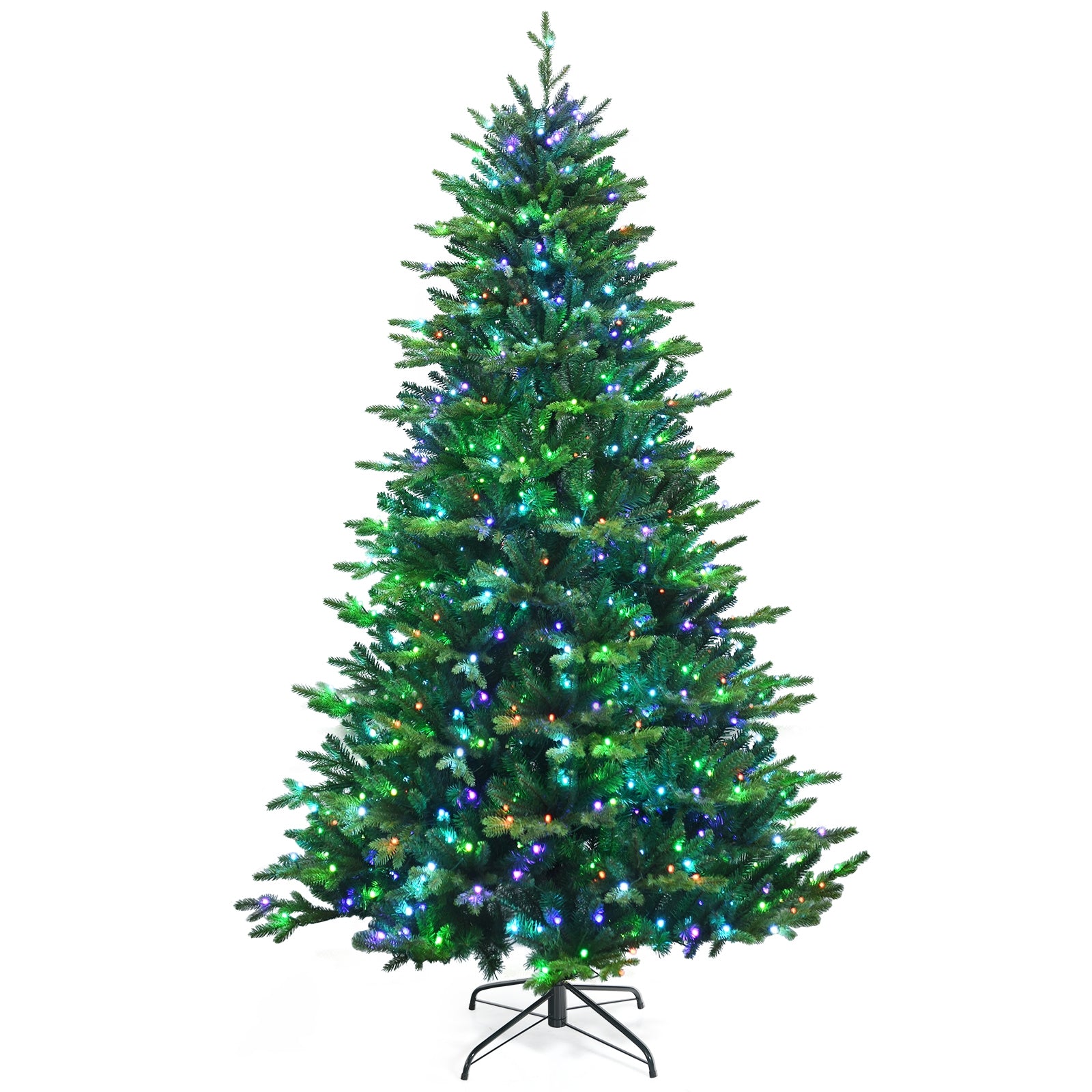Pre-lit Artificial Hinged Christmas Tree with APP Controlled LED Lights-8'