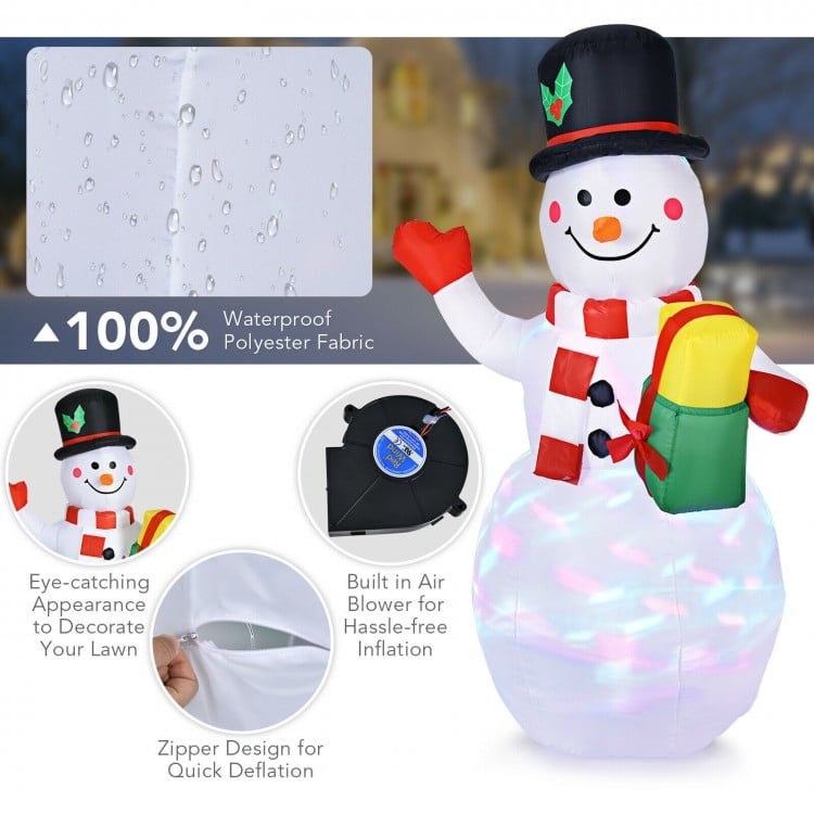 5 Feet Tall Snowman Inflatable with Built-in Colorful LED Lights