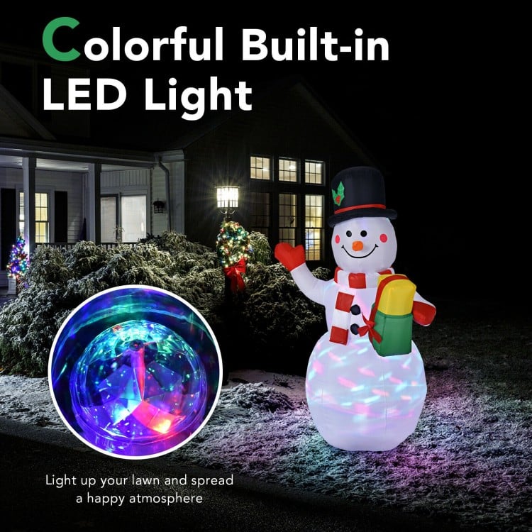 5 Feet Tall Snowman Inflatable with Built-in Colorful LED Lights